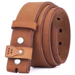 Genuine Leather Western Belt - Tan