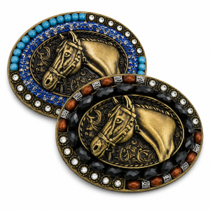 Horse Head Beaded Western Belt Buckle